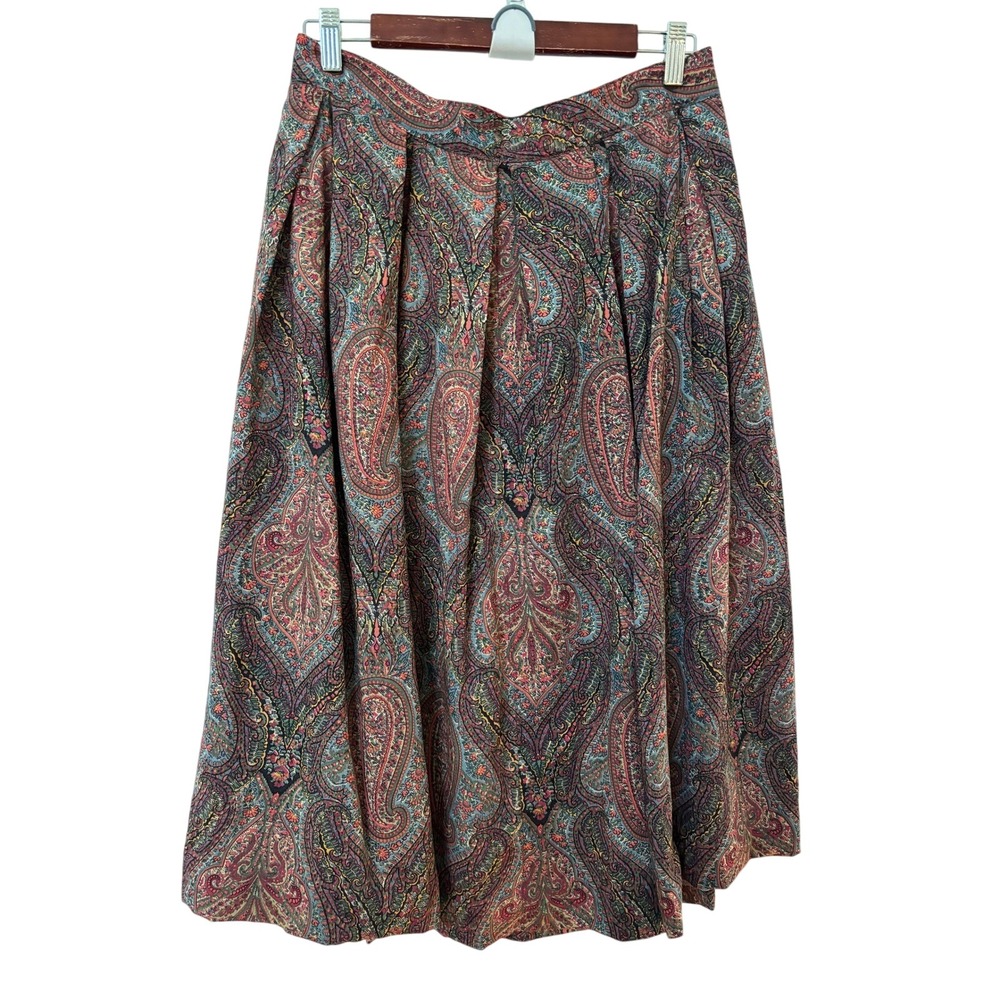 Liberty of London Darlington Paisley Midi Skirt Made in England Pleated Vintage